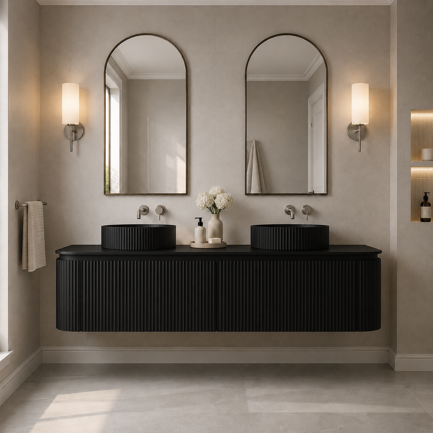 Estella Modern Wall Hung Cabinet Matte Black