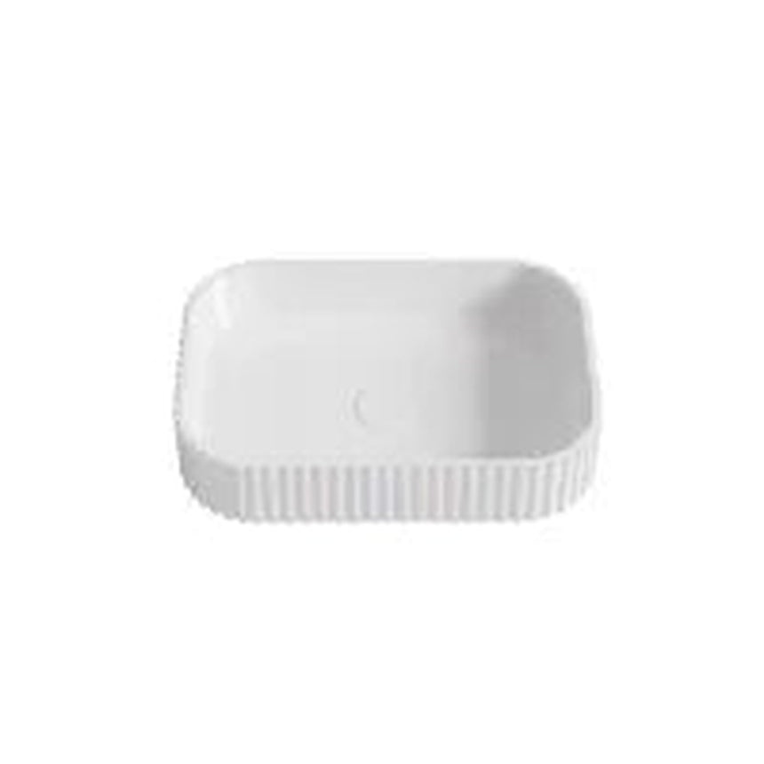 Lukka Jasper Fluted 500x350x120mm gloss white fluted solid surface above counter basin by Tilemall