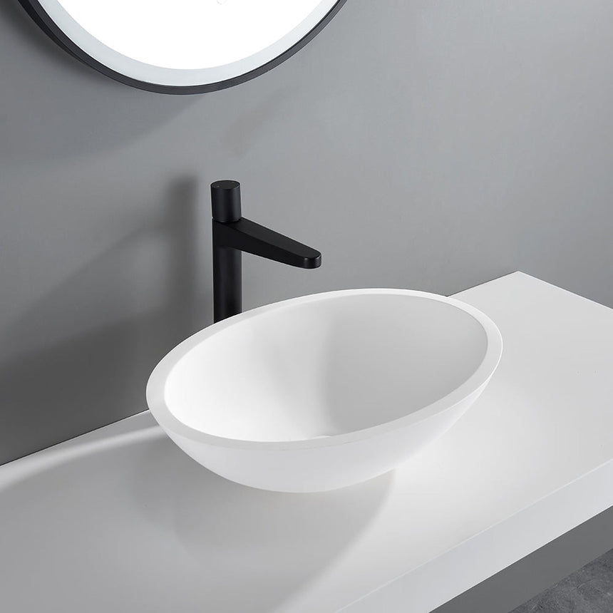 Lukka Kirra 500x350x150mm matte white solid surface above counter basin by Tilemall