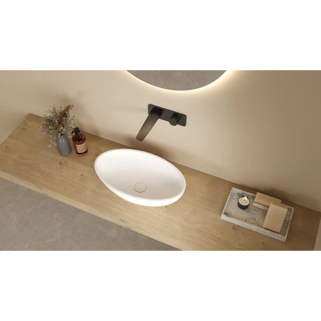 Lukka Kirra 528x309x165mm matte white solid surface above counter basin by Tilemall
