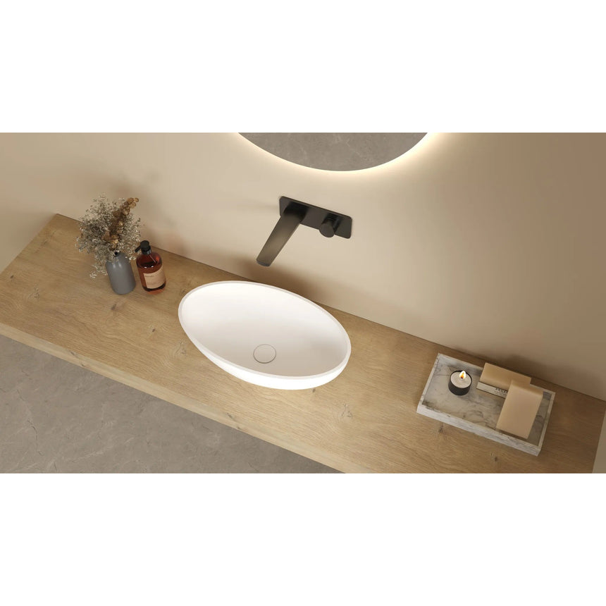 Lukka Kirra 528x309x165mm matte white solid surface above counter basin by Tilemall