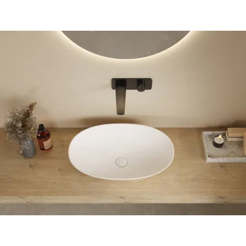 Lukka Kirra 580x380x140mm matte white solid surface above counter basin by Tilemall
