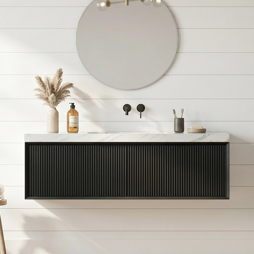 Kliff Modern Wall Hung Cabinet Matte Black