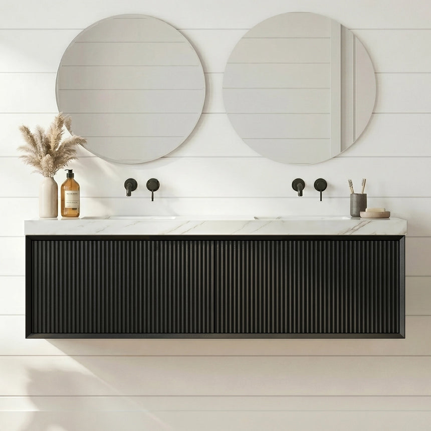 Kliff Modern Wall Hung Cabinet Matte Black