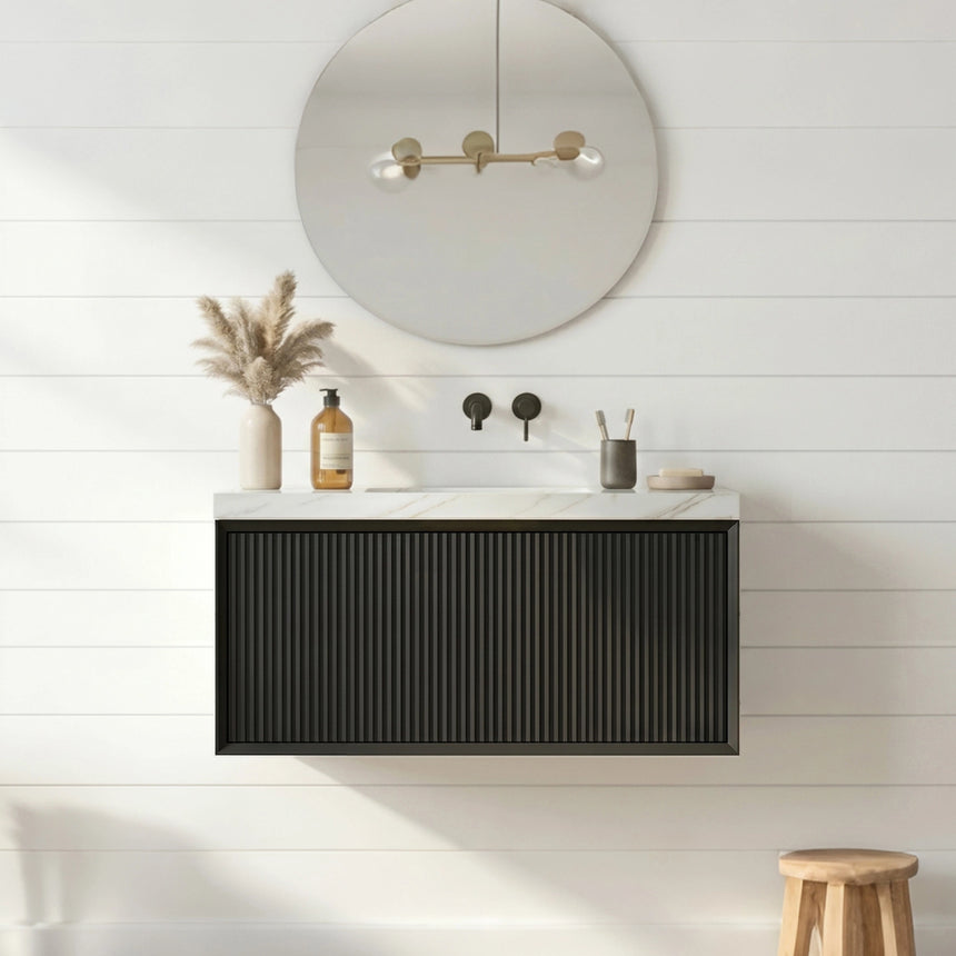 Kliff Modern Wall Hung Cabinet Matte Black