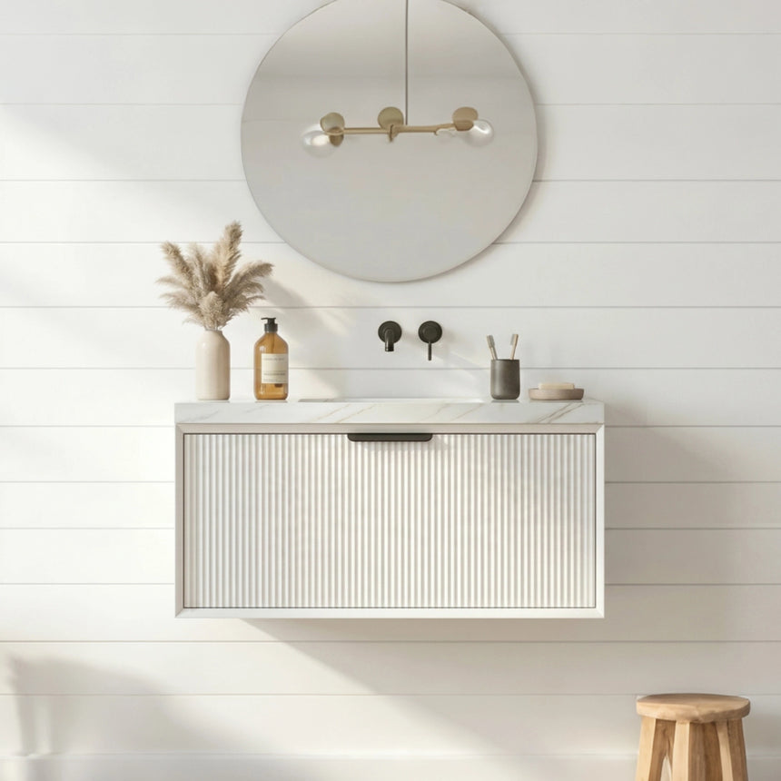 Kliff Modern Wall Hung Cabinet Matte White