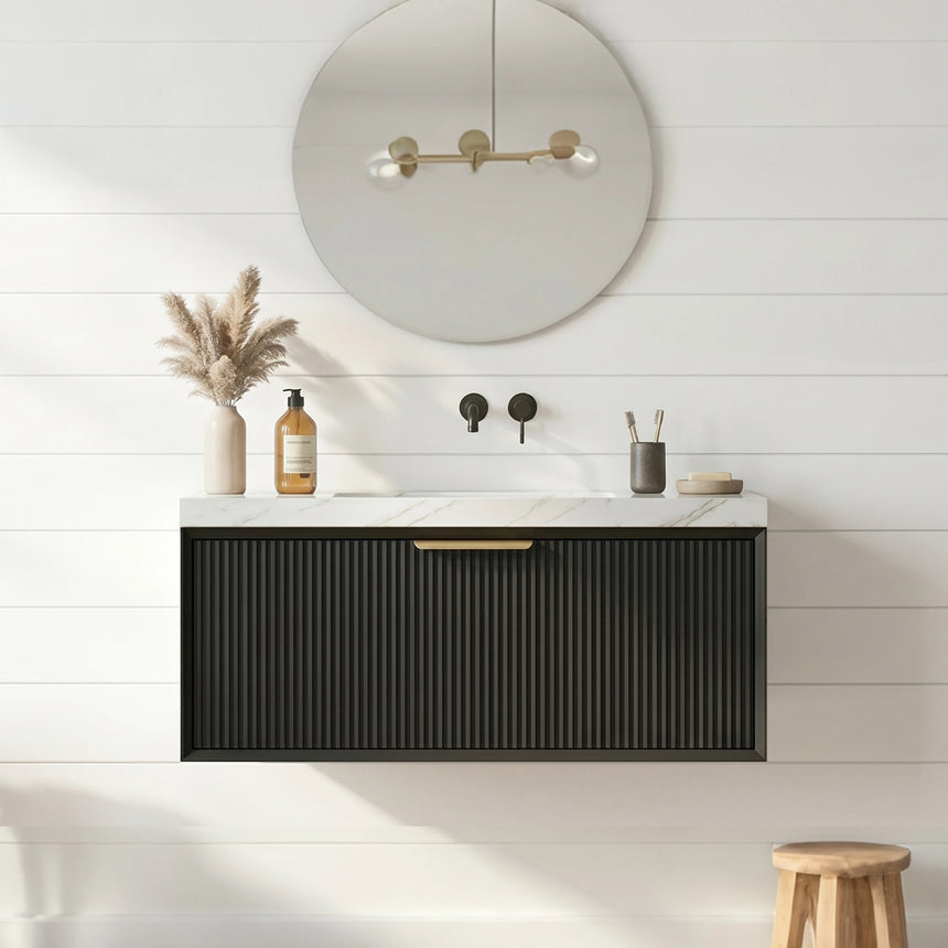 Kliff Modern Wall Hung Cabinet Matte Black