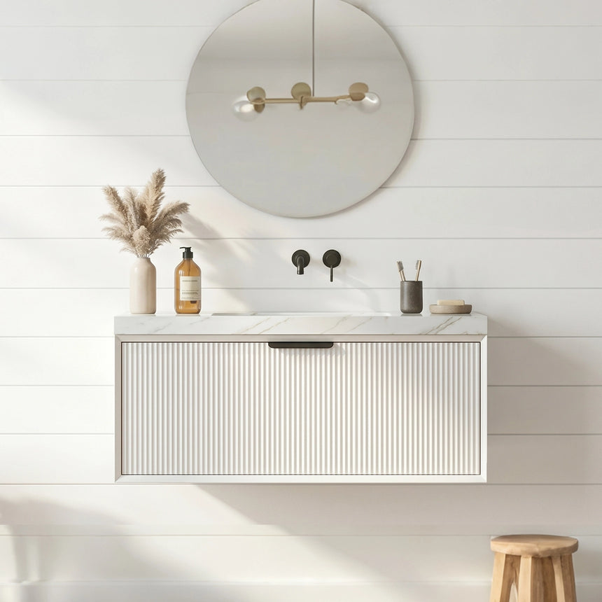 Kliff Modern Wall Hung Cabinet Matte White