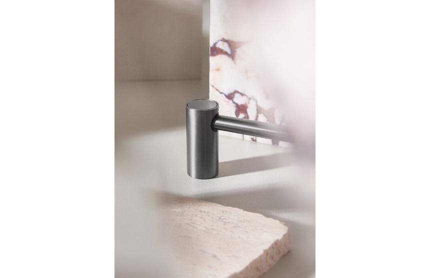 Phoenix Vivid Slimline Hand Towel Rail 350mm Brushed Carbon, shown in a finished interior