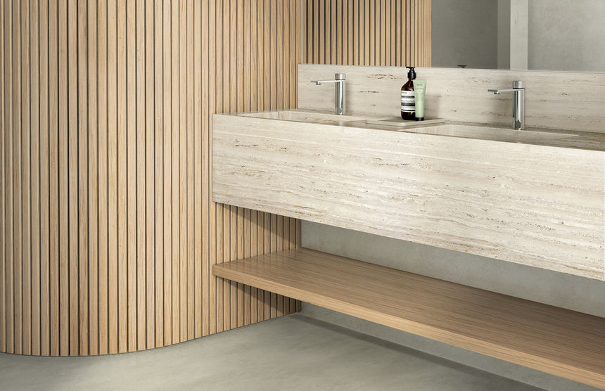 Phoenix Axia Basin Mixer Brushed Nickel, shown in a finished interior