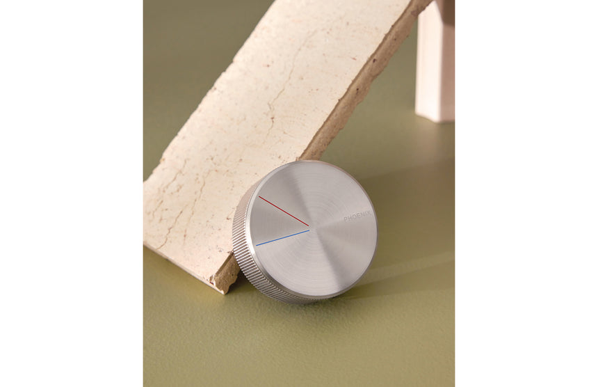 Phoenix Axia Shower / Wall Mixer Brushed Nickel, shown in a finished interior