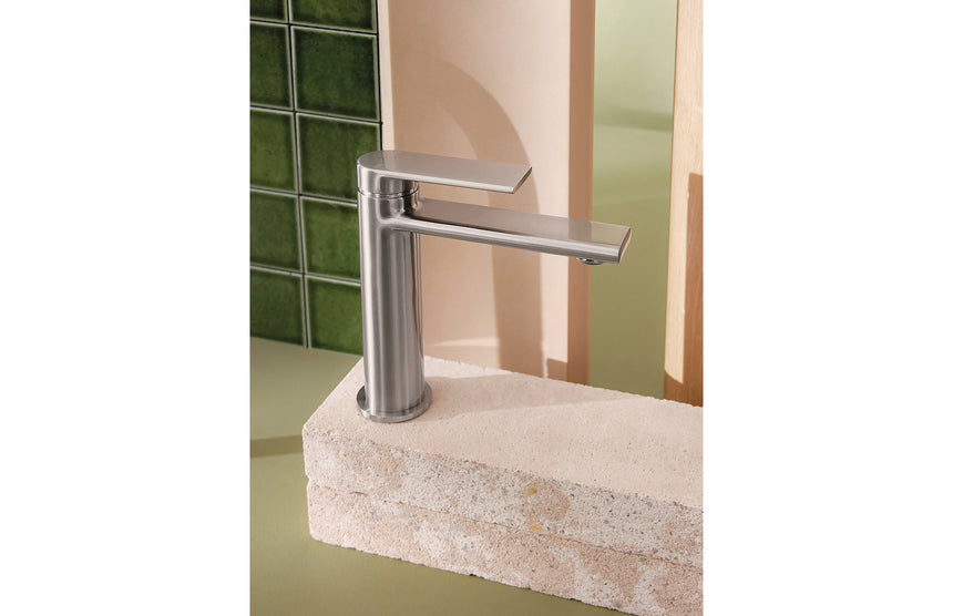 Phoenix Teel Basin Mixer Brushed Nickel, shown in a finished interior