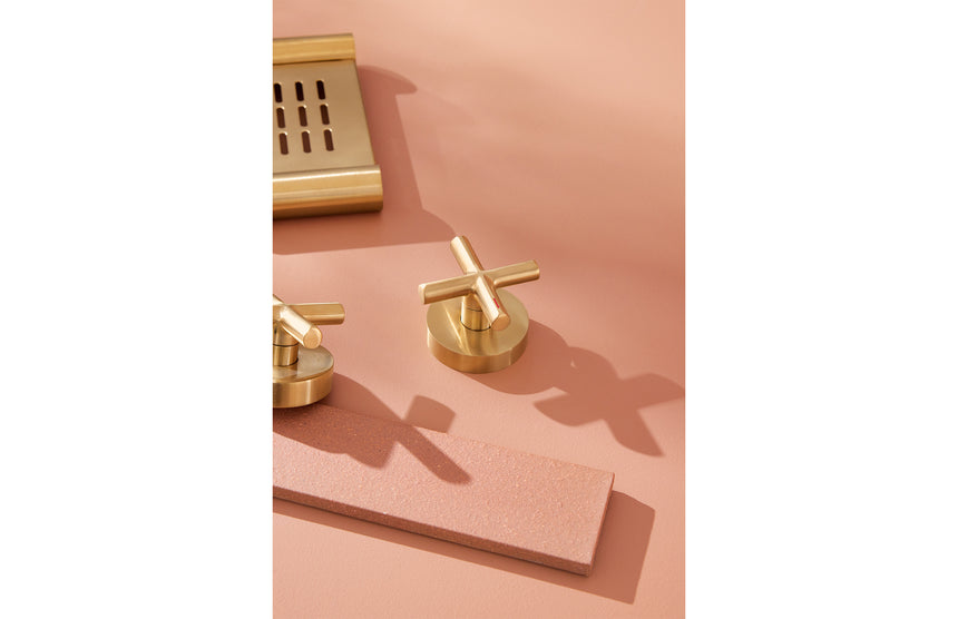 Phoenix Vivid Slimline Soap Dish Holder Brushed Gold, shown in a finished interior