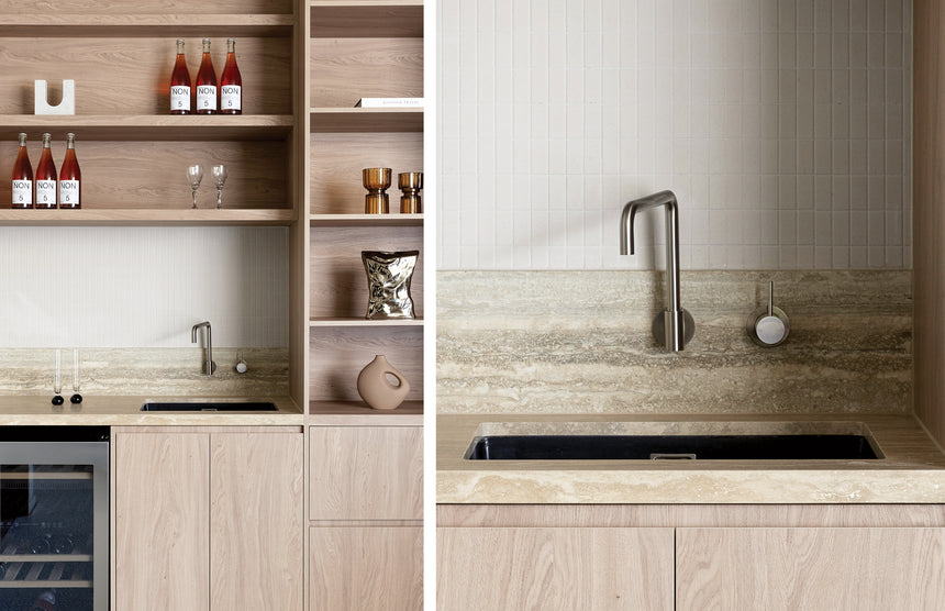 Phoenix 5000 Series Large Single Bowl Under / Over Sink Matte Black, shown in a finished interior