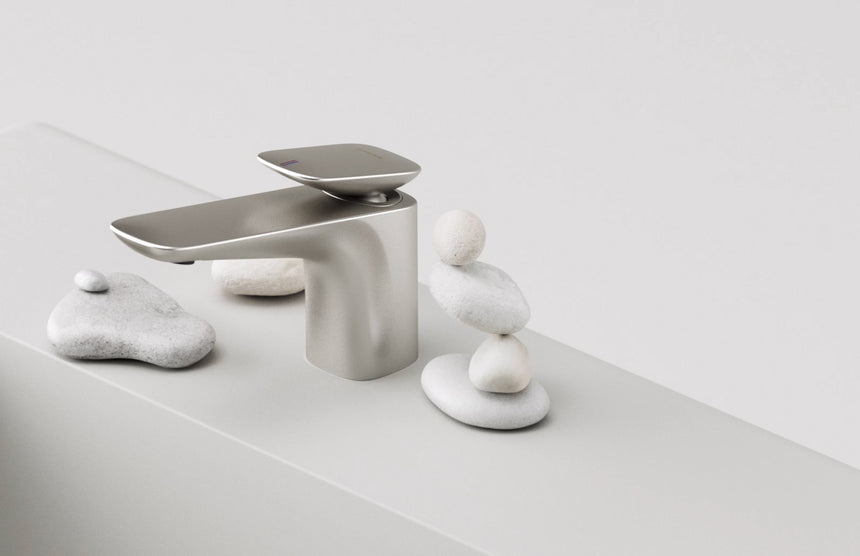Phoenix Nuage Basin Mixer Brushed Nickel, shown in a finished interior