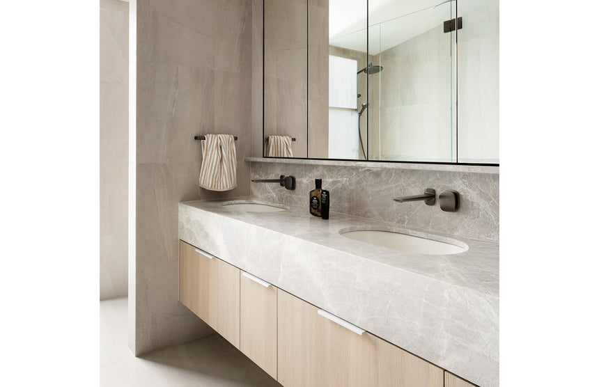 Phoenix Nuage Hand Towel Rail Brushed Carbon, shown in a finished interior