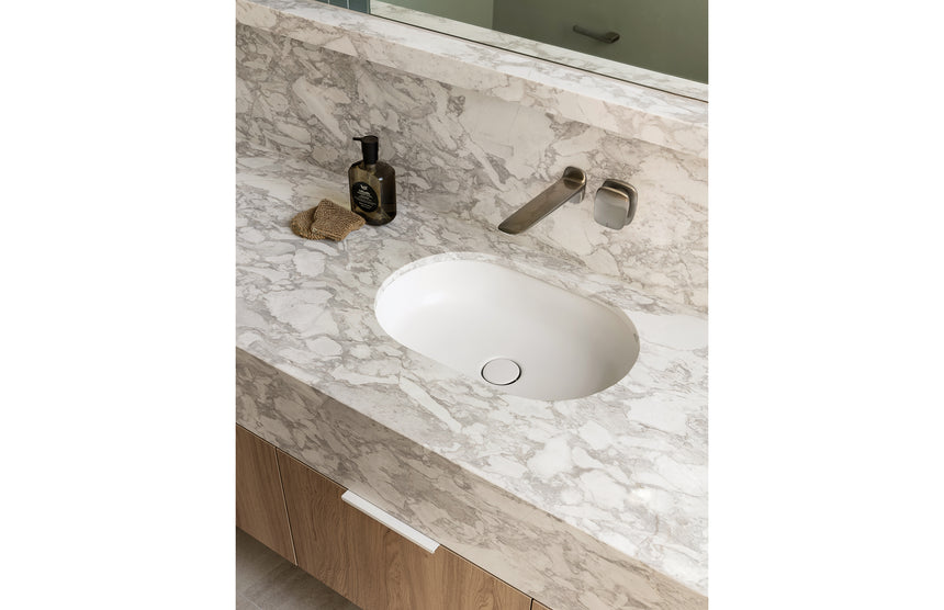 Phoenix Nuage Wall Basin / Bath Mixer Set 200mm Brushed Nickel, shown in a finished interior