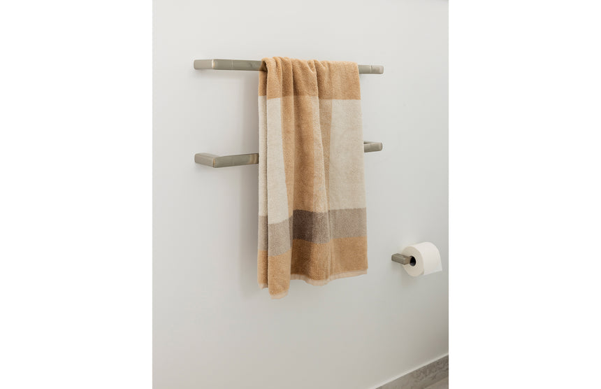 Phoenix Nuage Single Towel Rail 800mm Brushed Nickel, shown in a finished interior