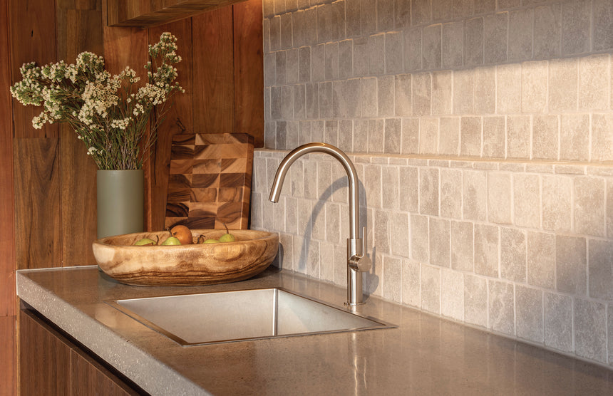 Phoenix 4000 Series Extra Large Single Bowl Under / Over Sink Stainless Steel, shown in a finished interior