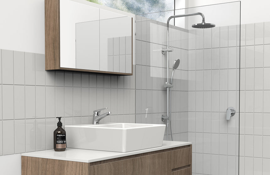 Phoenix Ivy MKII Shower / Wall Mixer Trim Kit Chrome, shown in a finished interior