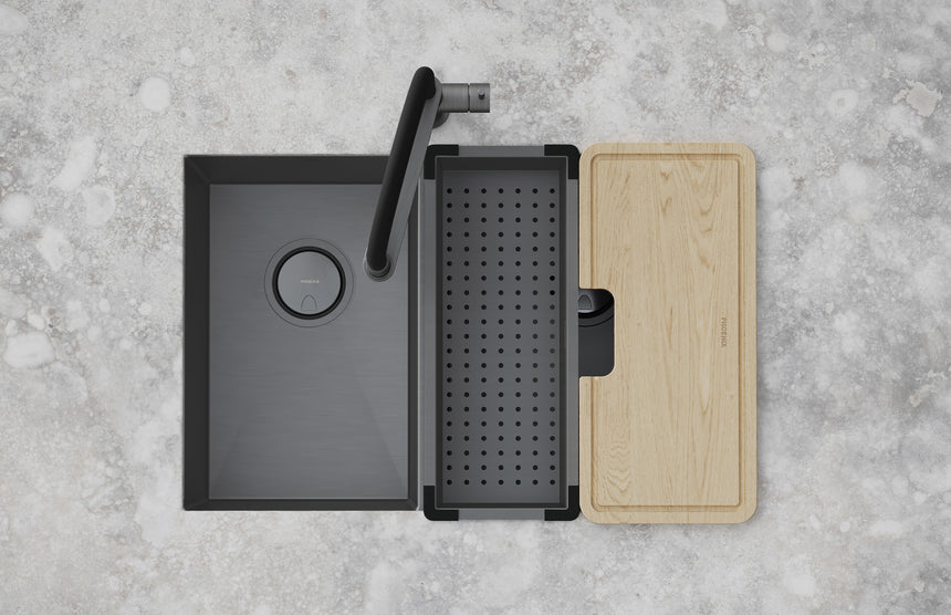 Phoenix Small Chopping Board 435mm x 202mm in Universal, shown in a finished interior