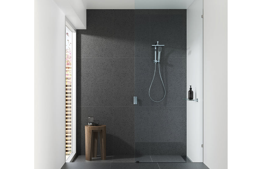 Phoenix Lexi Compact Twin Shower Chrome, shown in a finished interior
