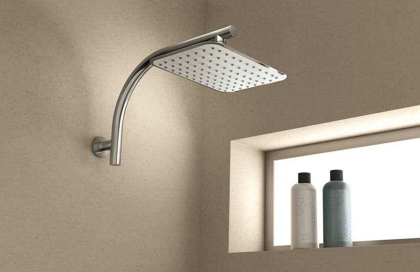 Phoenix Rush Shower Rose 200 x 250mm Chrome, shown in a finished interior