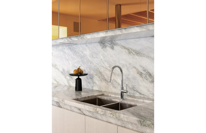 Phoenix Vivid Slimline Pull Out Sink Mixer 200mm Chrome, shown in a finished interior