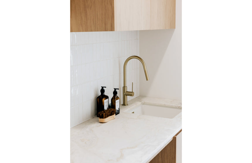 Phoenix 5000 Series Single Bowl Under / Over Sink Matte White, shown in a finished interior