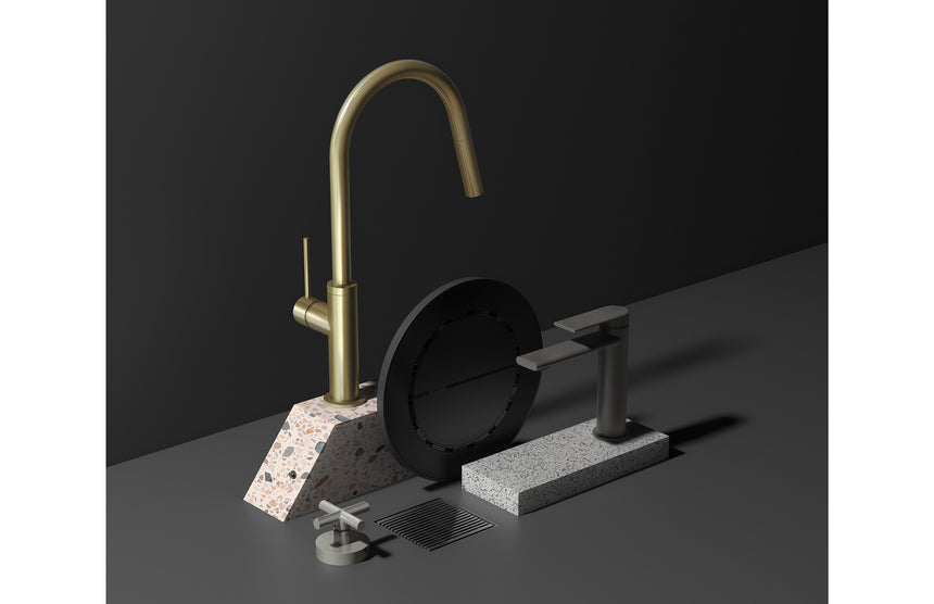 Phoenix NX Iko Shower Rose Matte Black, shown in a finished interior