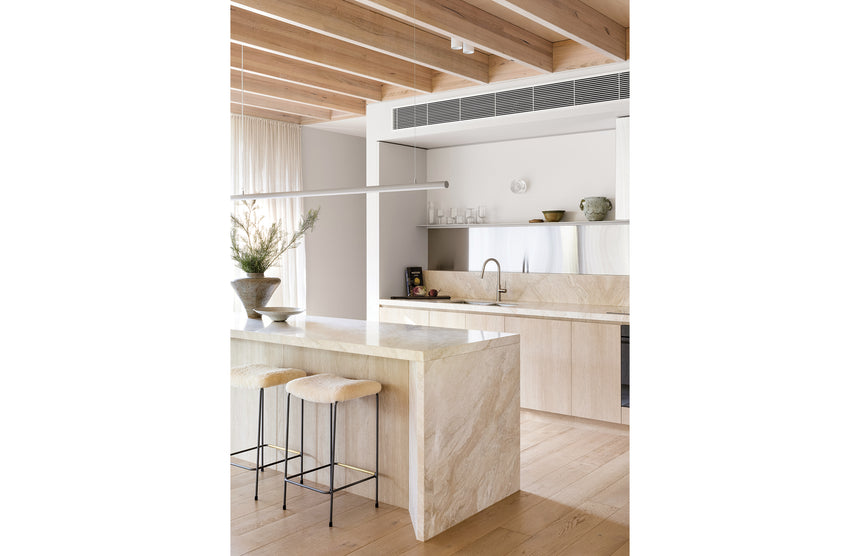 Phoenix Vivid Slimline Pull Out Sink Mixer 200mm Brushed Nickel, shown in a finished interior