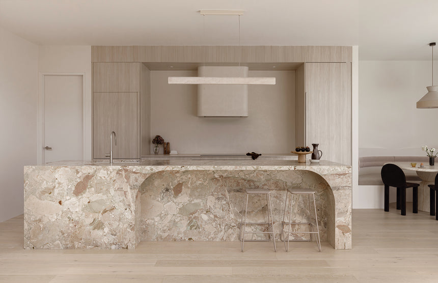 Phoenix Vivid Slimline Pull Out Sink Mixer 200mm Brushed Nickel, shown in a finished interior