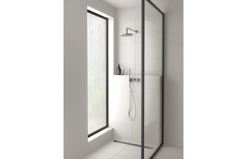 Phoenix Vivid Slimline Wall Shower System Chrome, shown in a finished interior