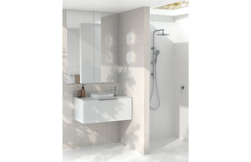 Phoenix Point Drain TI 100mm Outlet 76mm Stainless Steel, shown in a finished interior