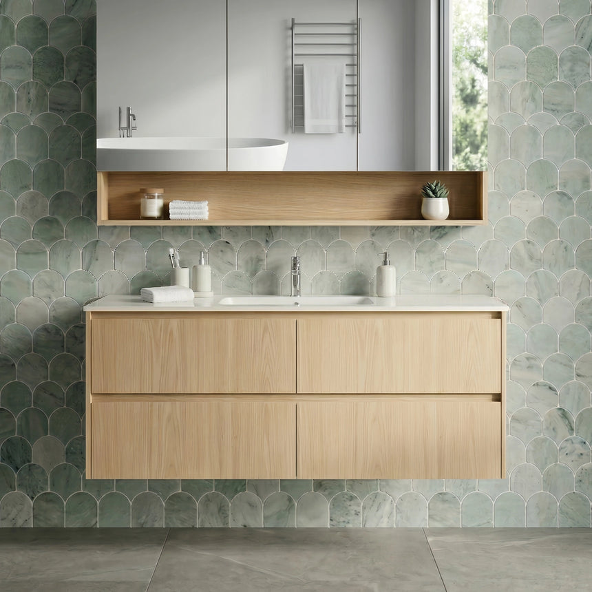 Gladstone Modern Wall Hung Vanity Sandy Oak