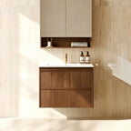 Ridgewood Modern Wall Hung Vanity Mocha Oak