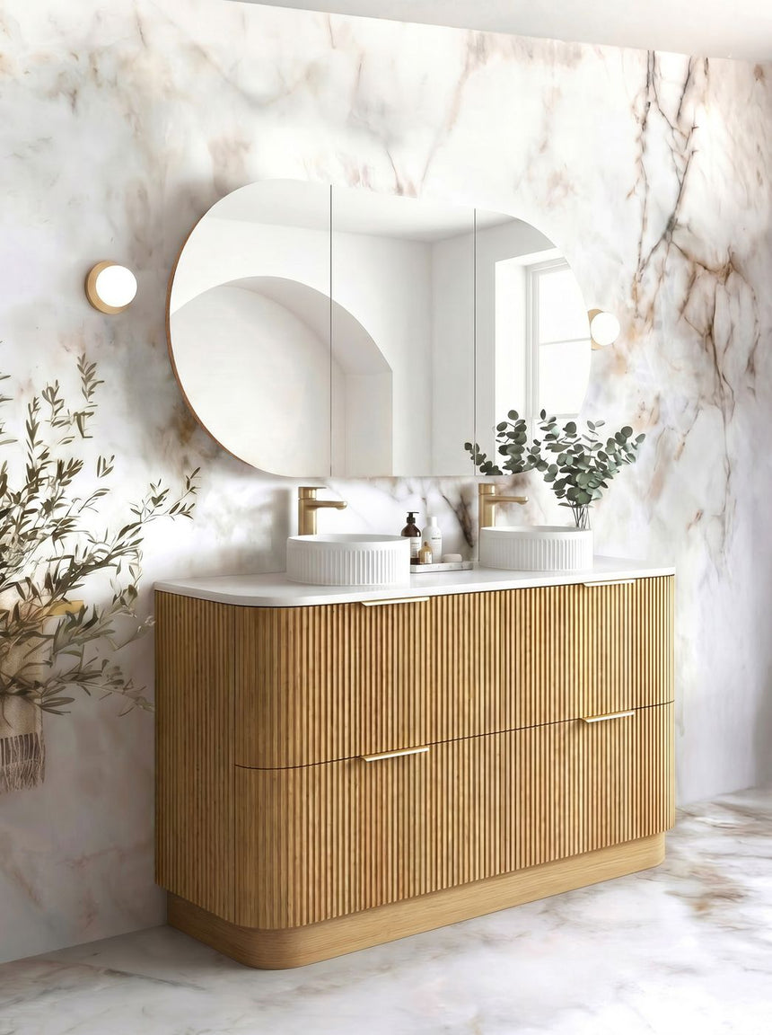 Otti Havana Fluted 1500mm Woodland Oak Floorstanding Curve Vanity — view 2