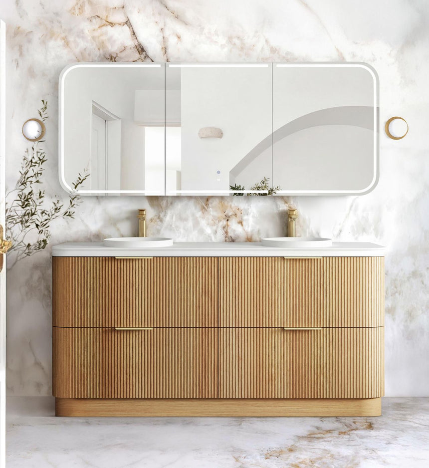 Otti Havana Fluted 1800mm Woodland Oak Floorstanding Curve Vanity