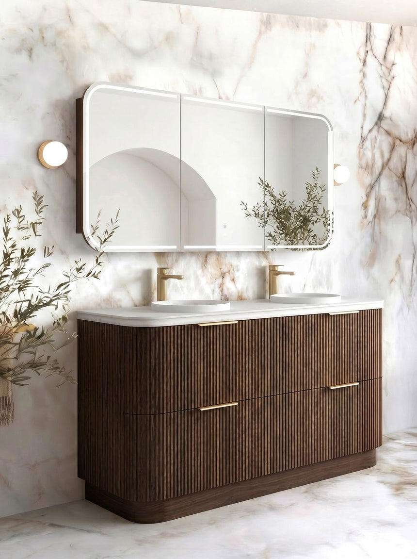 Otti Havana Fluted 1800mm Sable Walnut Floorstanding Curve Vanity — view 2