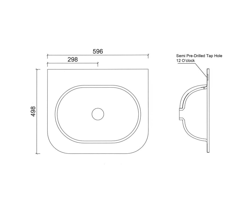 Otti Chloe 600x500 Silk Matte White Top with Basin — view 4