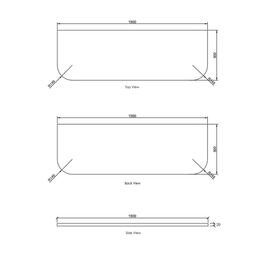 Otti Havana 1500x500x20 Solid Surface Cloudy Carrara Top No Hole — view 2