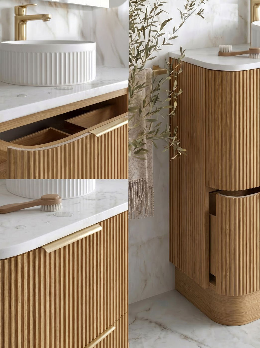 Otti Havana Fluted 900mm Woodland Oak Floorstanding Curve Vanity — view 4
