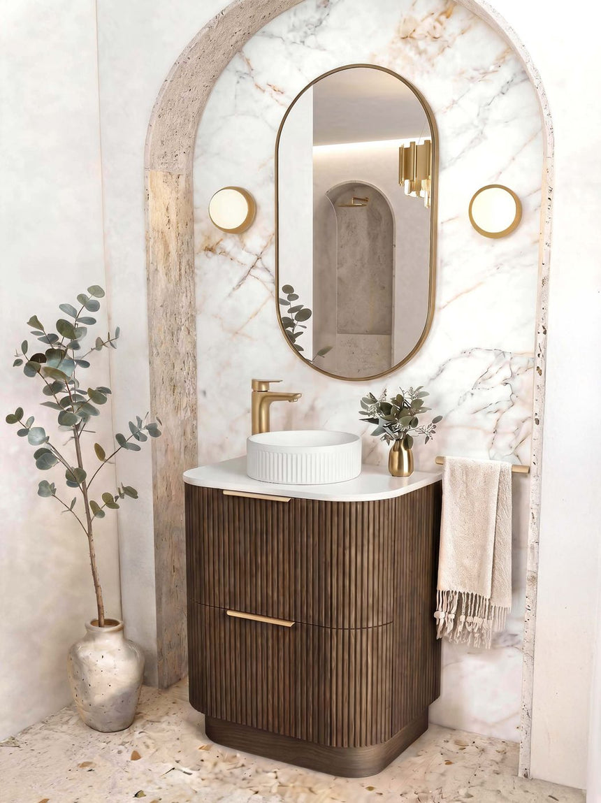 Otti Havana Fluted 600mm Sable Walnut Floorstanding Curve Vanity — view 2