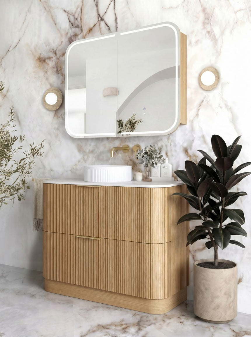 Otti Havana Fluted 900mm Woodland Oak Floorstanding Curve Vanity — view 5