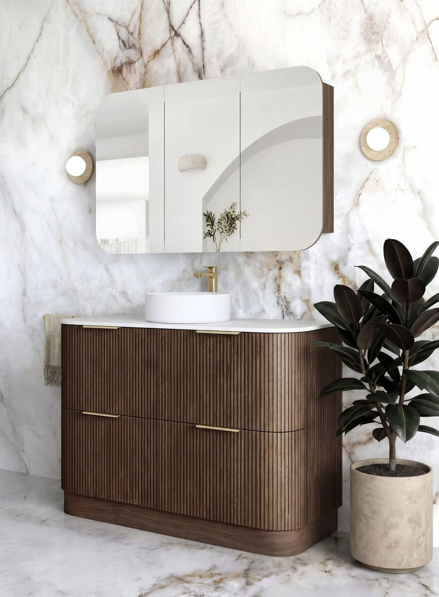 Otti Havana Fluted 1200mm Sable Walnut Floorstanding Curve Vanity — view 3