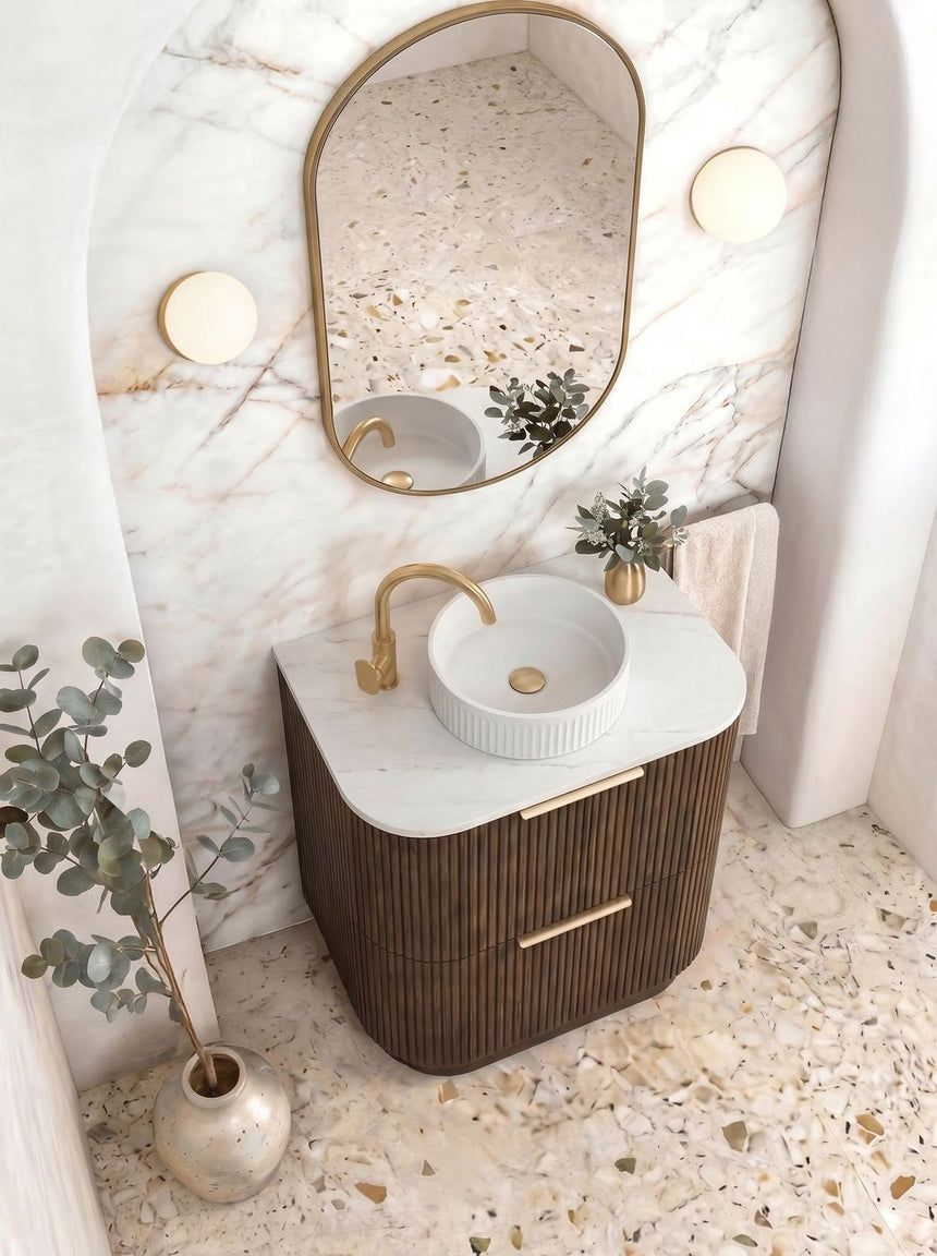 Otti Havana Fluted 750mm Sable Walnut Floorstanding Curve Vanity — view 3