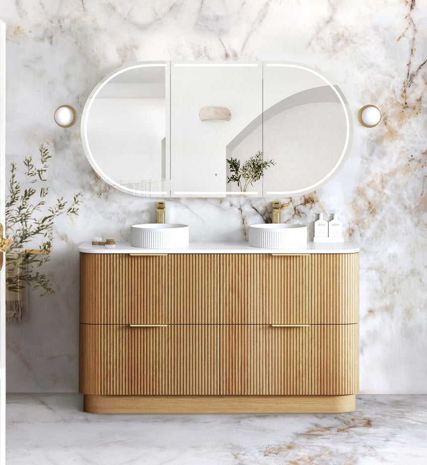 Otti Havana Fluted 1500mm Woodland Oak Floorstanding Curve Vanity