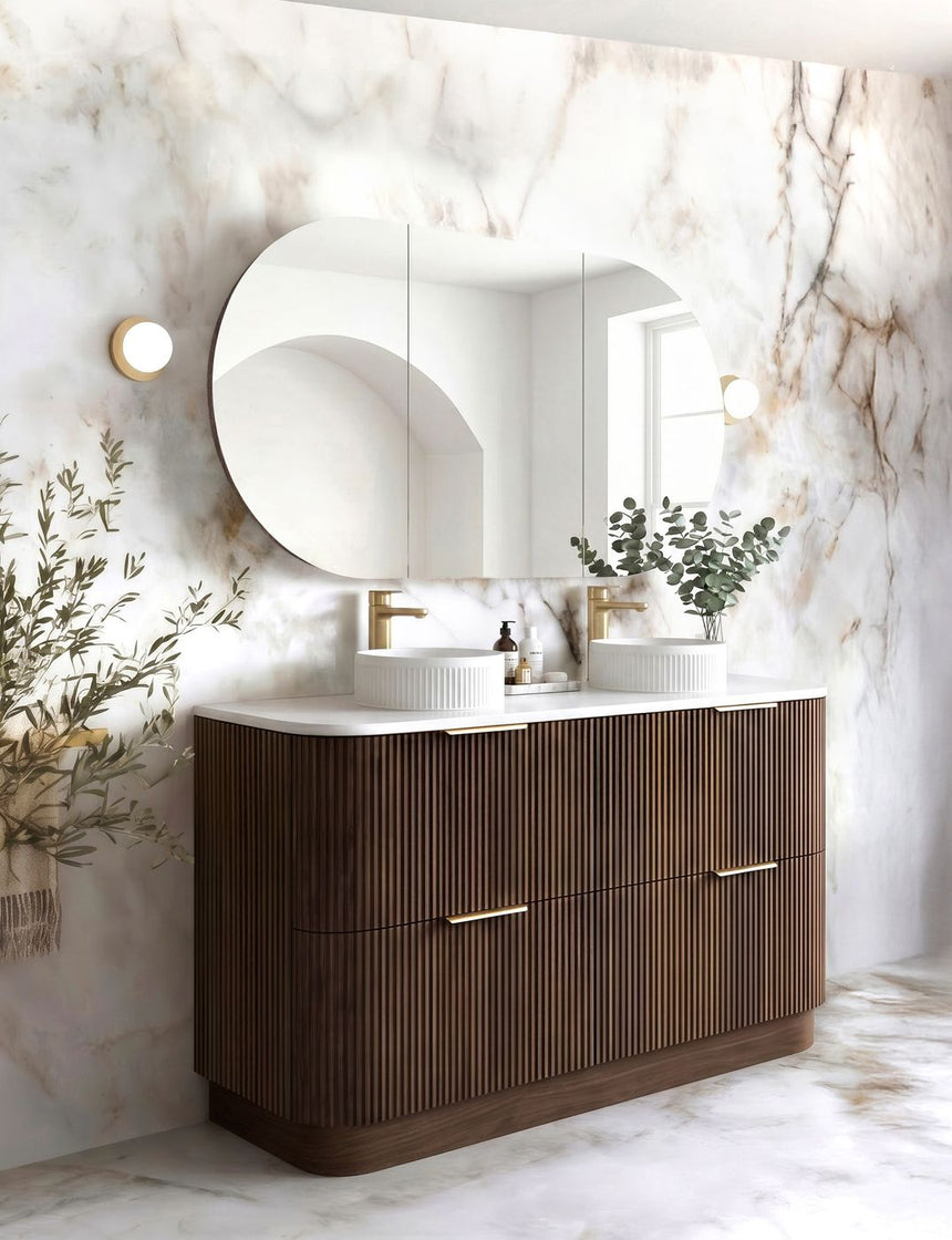 Otti Havana Fluted 1500mm Sable Walnut Floorstanding Curve Vanity — view 2