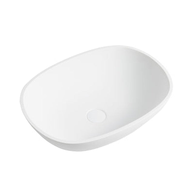 Lukka Perry 550x400x150mm matte white solid surface above counter basin by Tilemall