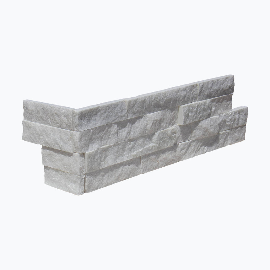 Arctic White stacked stone corner